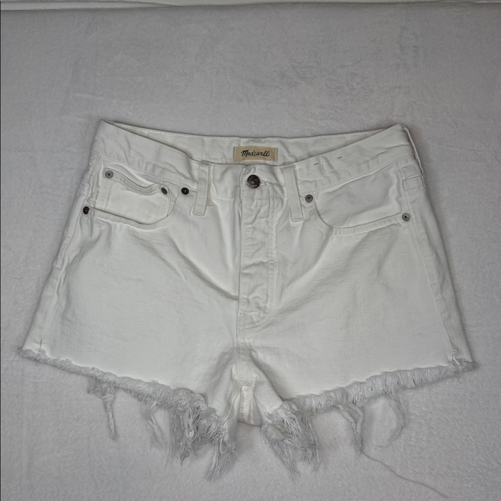 Madewell Cream Relaxed Denim Shorts - Picture 6 of 8